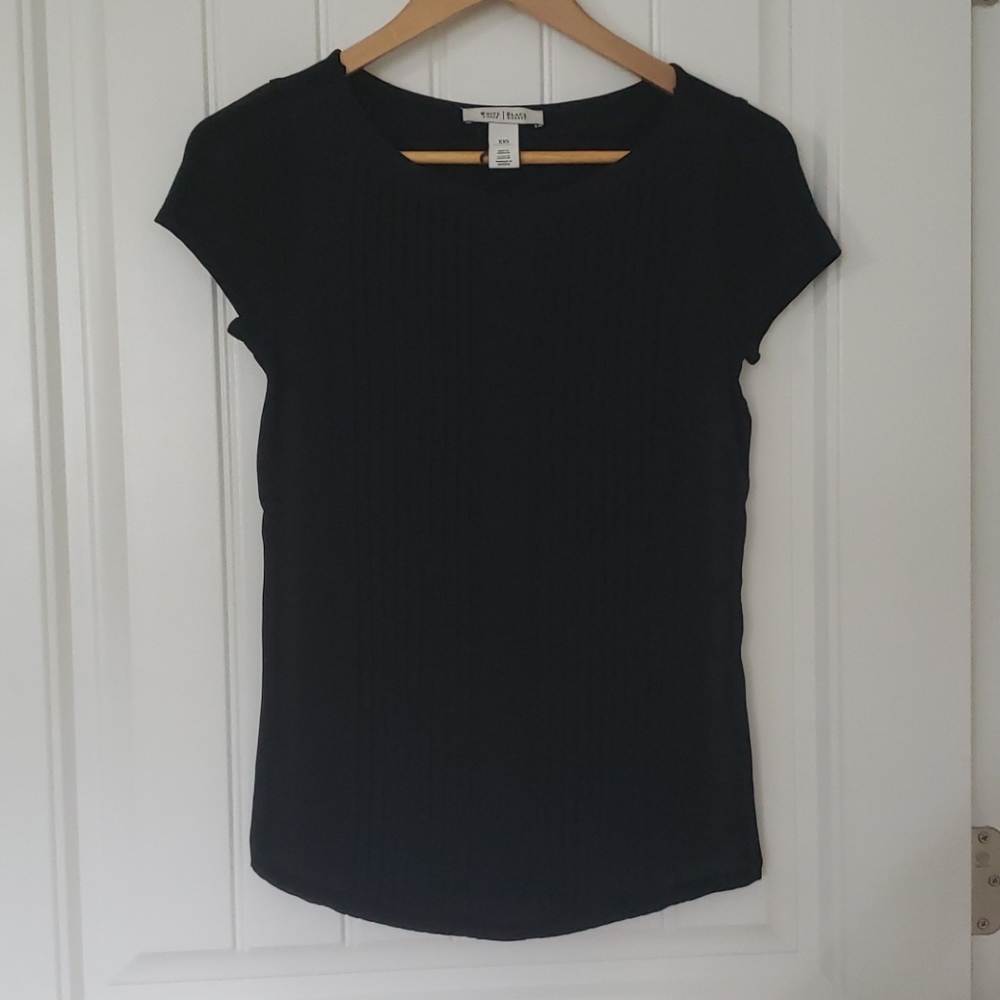 WHBM Black Pleated Tee